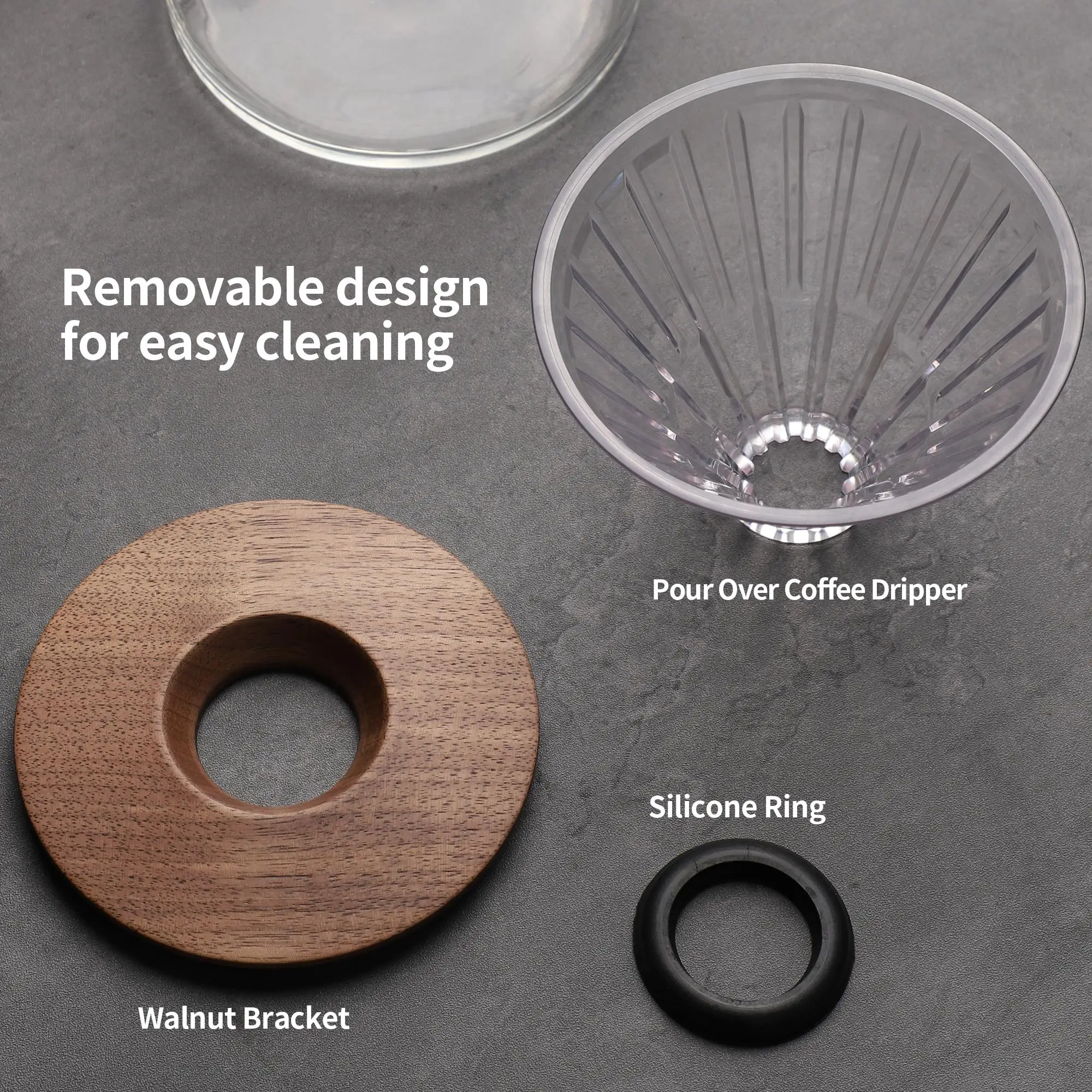 Pour-over Coffee Dripper ABS Fiter Cup Walnut Base Driper Home-use Filter Cup 1-2 Cup Coffee Filter