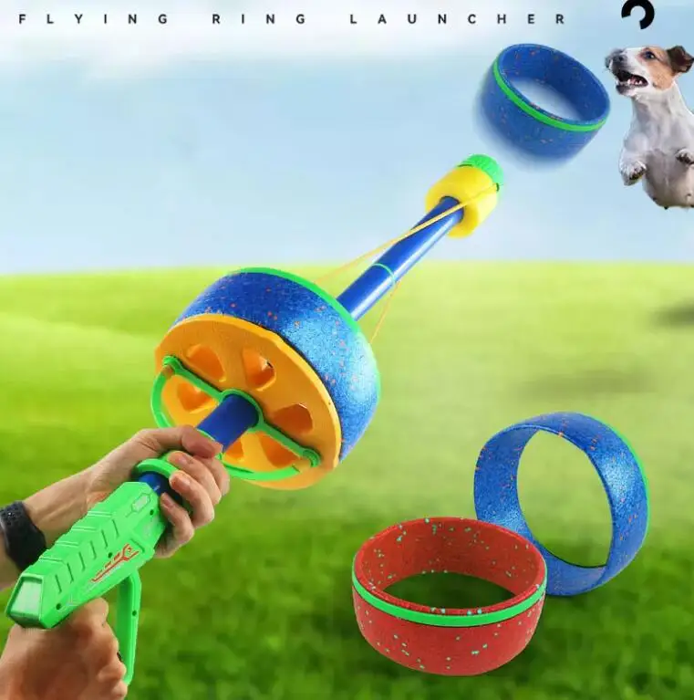 Emitter Shooting Discs Gun Dog Training Pet Interactive Movement Launcher Flying Foam Ring Outdoor Toy For Pet