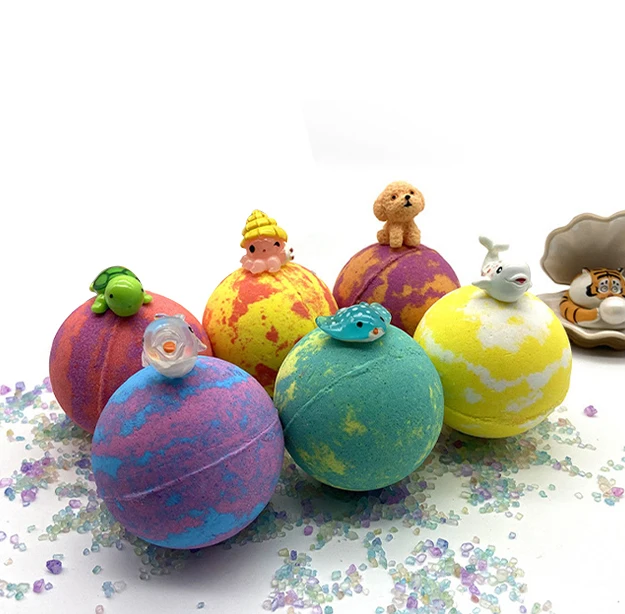 Hot selling baby children toys attractive colorful custom logo rose bath bombs private label surprise bubble bath