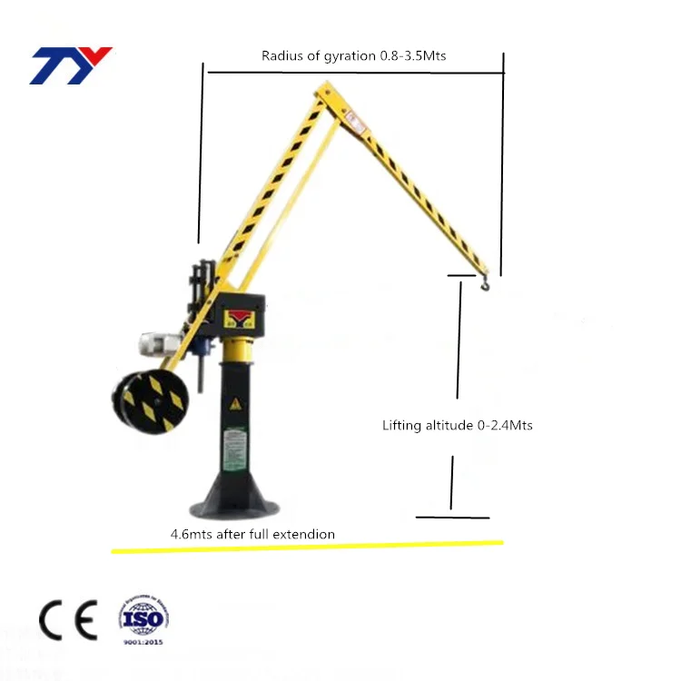 Mini Balance Crane Remote Control 360 Rotation Jib Cranes 300kgs 500kgs 800kgs