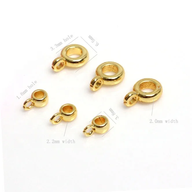 DIY bracelet necklace making jewelry findings 14k 18k gold plated round spacer bead hanger fit charm bail bead