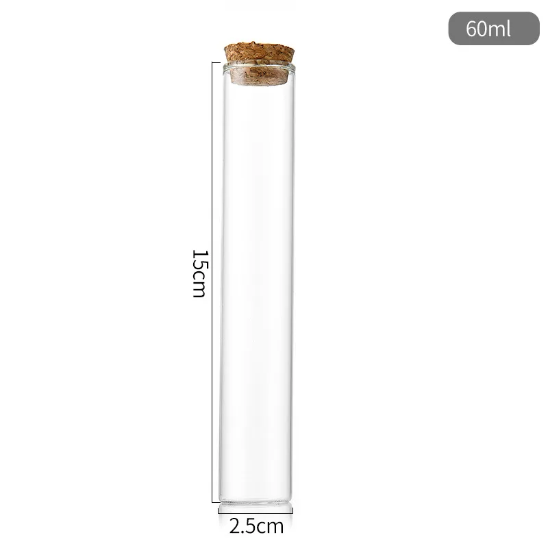 25mm Tubular Crimp Mouth High Borosilicate Glass Bottle Empty Refillable Storage Glass Tube bottle With Cork Stopper