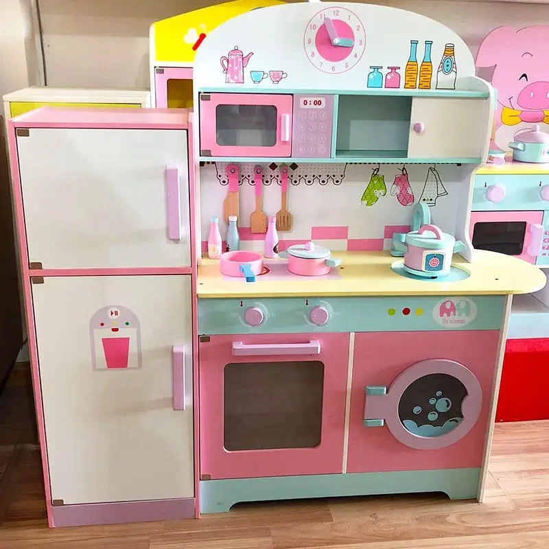 Деревянная большая розовая кухонная игрушка