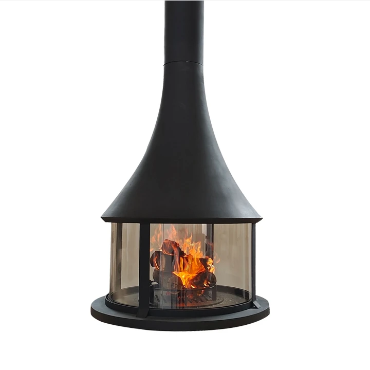 2024 round wood burning stove glass door suspended fireplace indoor wood heater