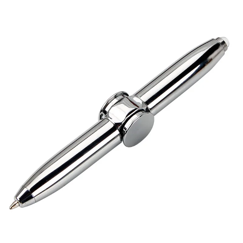 Newest Anti-Anxiety Multifunctional LED Fidget Spinner Finger Gyro Rotating Metal Ballpoint Pen Stress Reduce Gift Decompression