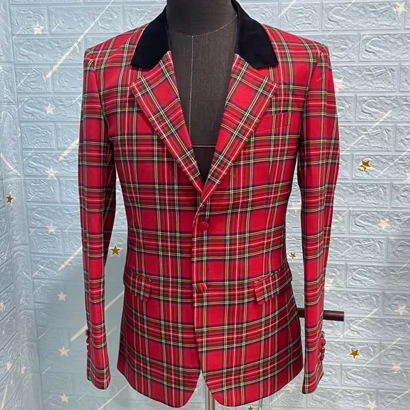 Custom Wedding Man Red Suit Men Stylish  2 Piece Wedding Businessman Date Night Formal Groom Wear Suit  Slim Prom Suit