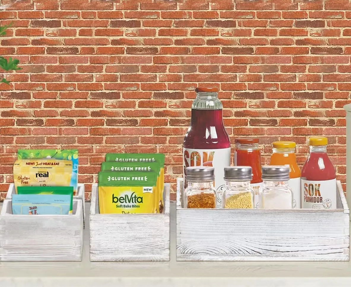 Rustic White Washed Wood Mail Box Storage Holder File Organizer Tabletop Wooden Basket Letter Script Design Envelope Folder