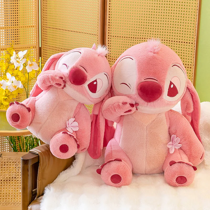 New cherry blossom doll Stitch plush toy Pink Stitch bear doll girl companion throw pillow
