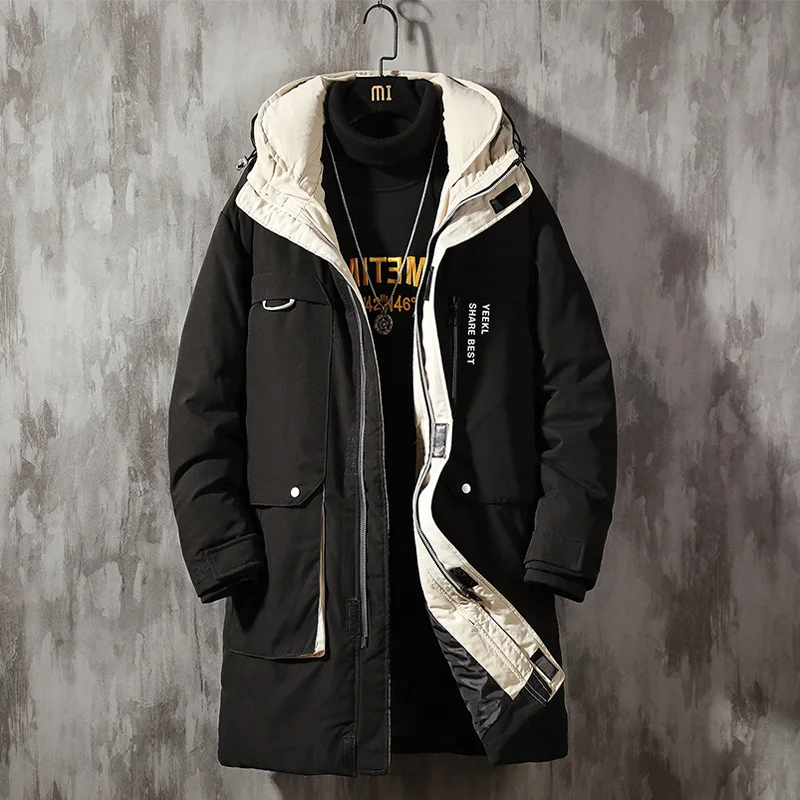 winter down jackets custom puffer long mens cashmere bubble down coat  oversized fleece mens  goose coat