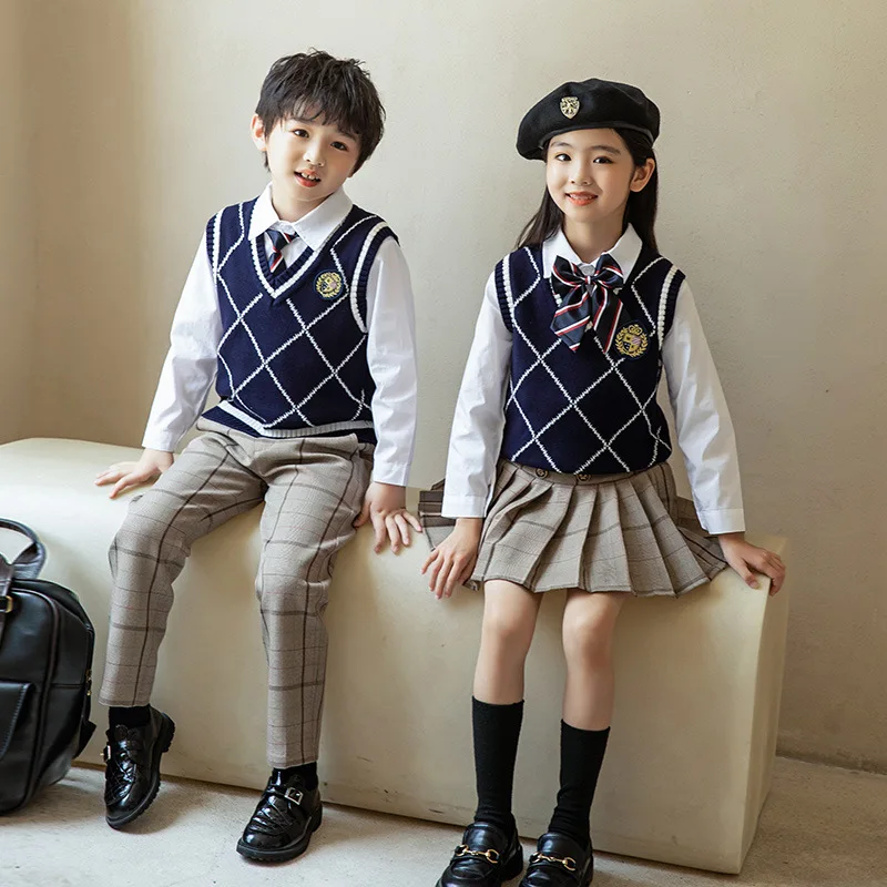 Students Executive Apparel Sets Autumn Winter Hopsack Academy Uniform Blazer Dress Pants Sets