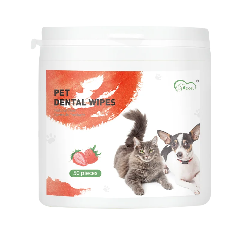 Eco-friendly Pet Dental Wipes Dog Cat Teeth Cleaning Wet Wipes with Strawberry Flavor