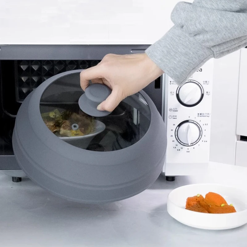 Homesun Multifunctional foldable silicone microware heating anti splatter cover with air holes