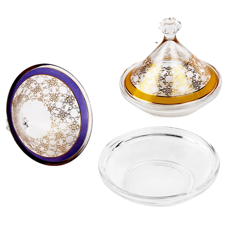 High quality colorful candy glass jar two sizes set with glass lid set