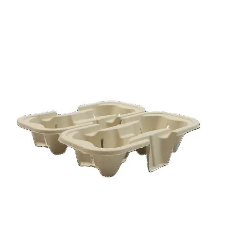 Hot Sale Biodegradable Corrugated Paper Drink Tray Single Wall Takeaway Coffee Cup Holder for Coffee Milk Food Custom Logo