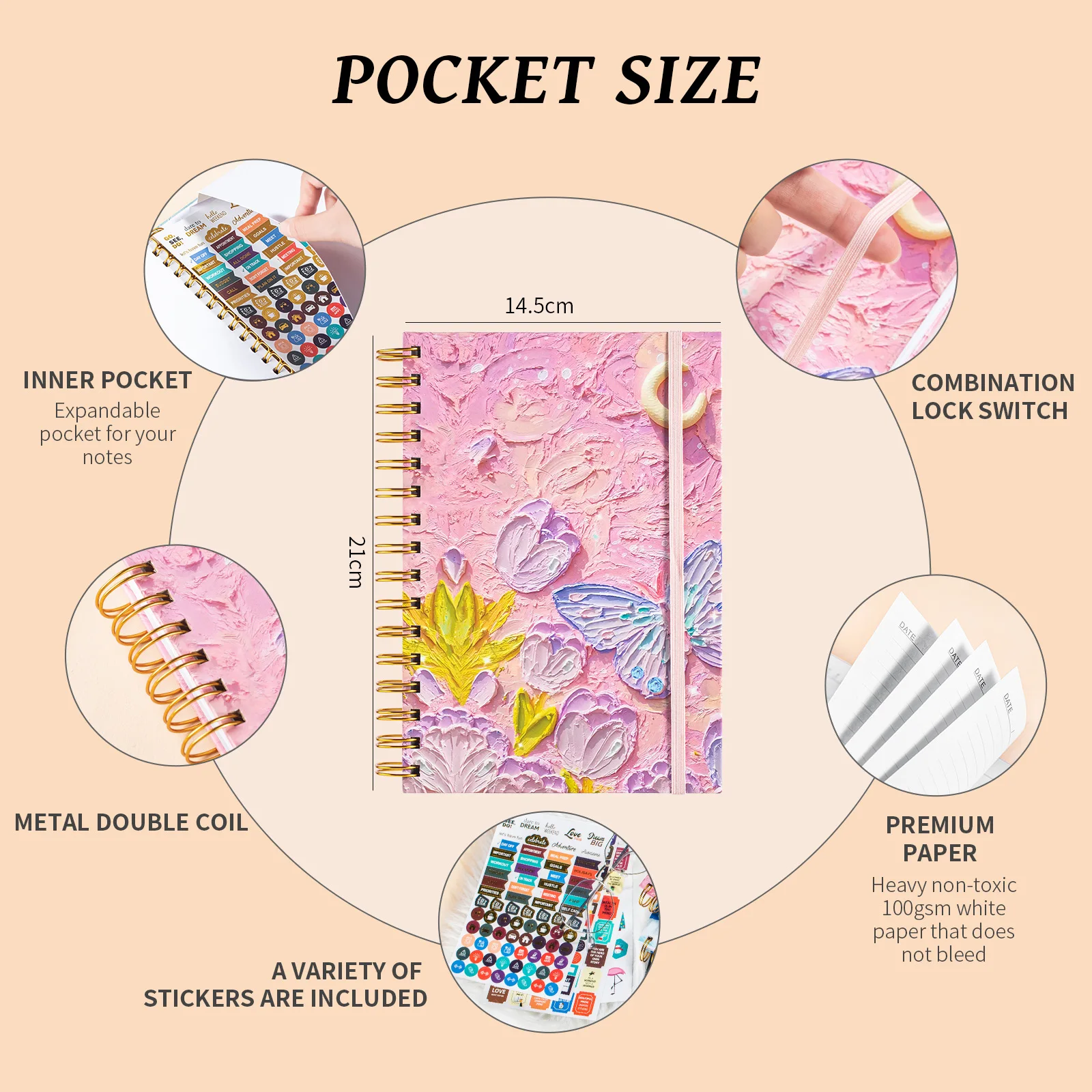 Hot Sale spiral binding A5 notebook thickened art student high-value notebook artistic oil painting notebook for Kids adult