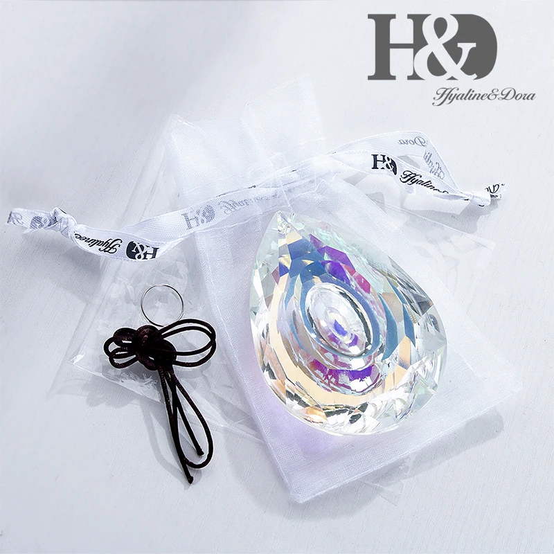 H&D Hanging Crystals Prism Suncatcher For Windows Decoration 89mm AB Chandelier Parts DIY Home Wedding Decor Accessories Craft