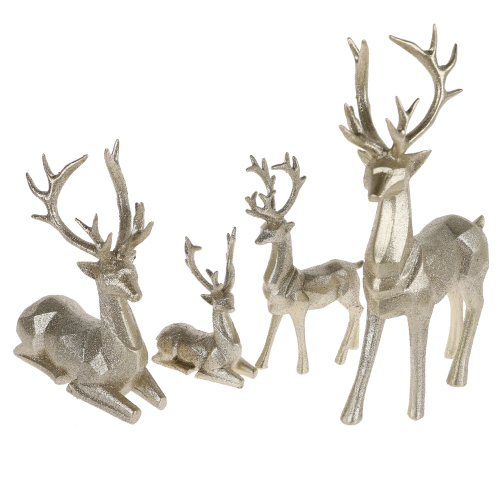 Standing Reindeer Decoration Christmas Deer Figurines Champagne Gold Elk Winter Decor
