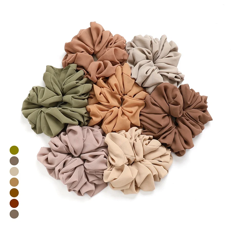 60 Colors Factory sale chiffon elastic hair ties assorted colors muslim hijab scrunchies