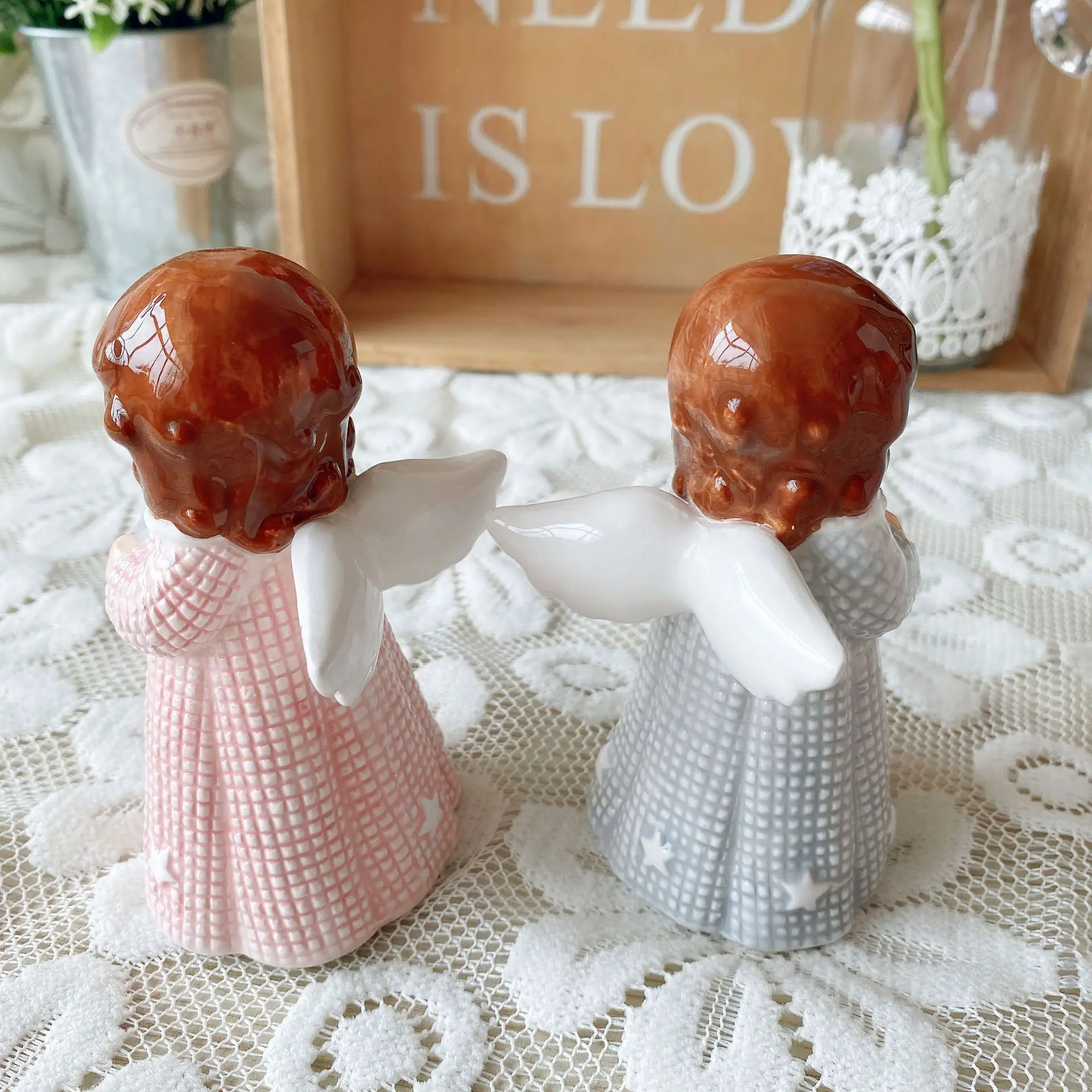 Lovely Little Porcelain Baby Angel Figurine Ceramic Angels For Home Decor