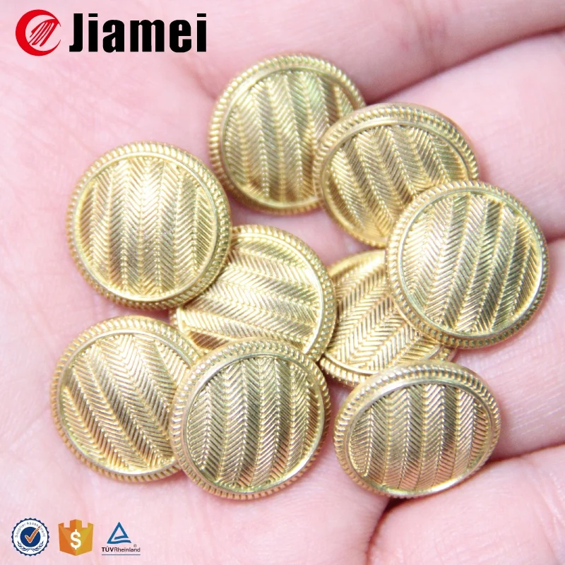 Buttons Embossed Metal Shiny Military Style Custom Gold Silver 1-hole Button Factory Shank Pattern Embossed Brass Round 15 Days