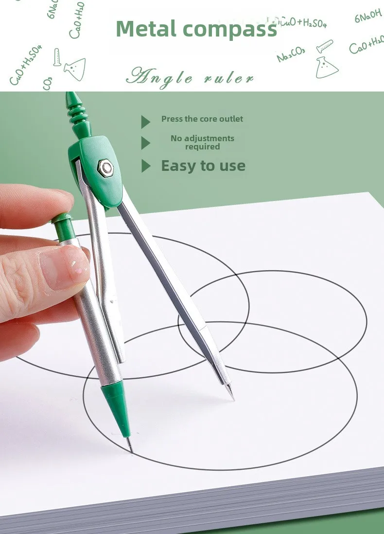 8-piece combination ruler set triangle protractor ruler Learn math drawing compass set