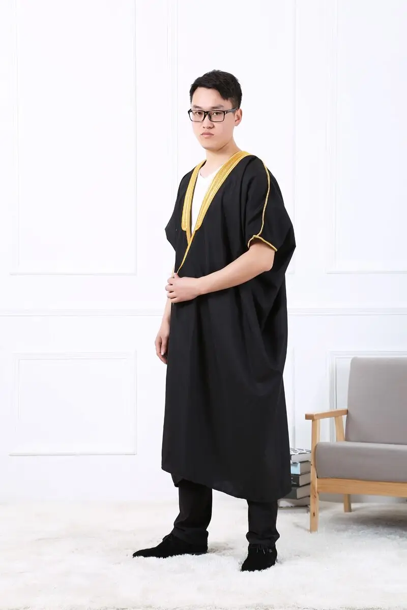 2021 Мужская тонкая туника с золотой нитью и вышивкой с золотой каймой средневосточное Африканское мусульманское платье