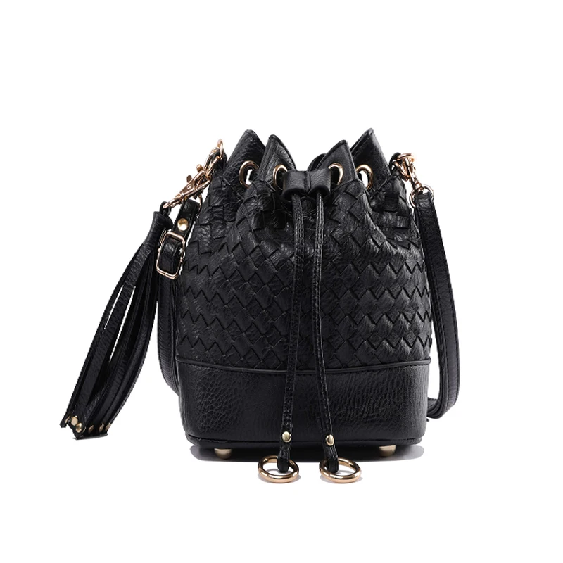 
Fashion Weave Bucket Bags Women Woven Drawstring Bucket Bag Classic Ladies Crossbody Handbag For Daily Life 