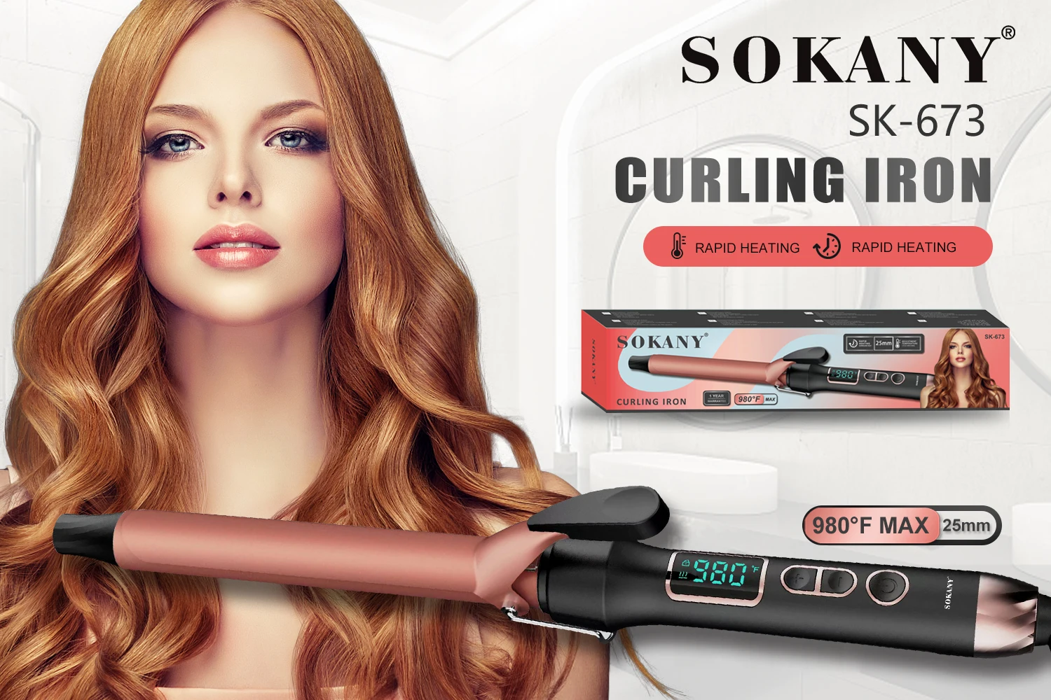 sokany  Ceramic Hair Curler Wet Dry Rotating Temperature Regulating Hair Straightener 110-240v
