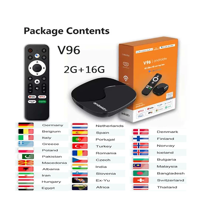 Лучшая цена 2024 IPTV box V96 8K Strong 4K HD TV BOX 2GB 16GB Android10 Двухдиапазонная Wi-Fi приставка приставки