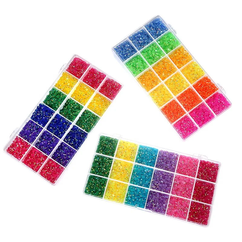 New Arrivals 18 Grid Jelly AB Resin Flat back Rhinestones Glow In The Dark Rhinestone Kits Boxed For Mug Gifts Crafts