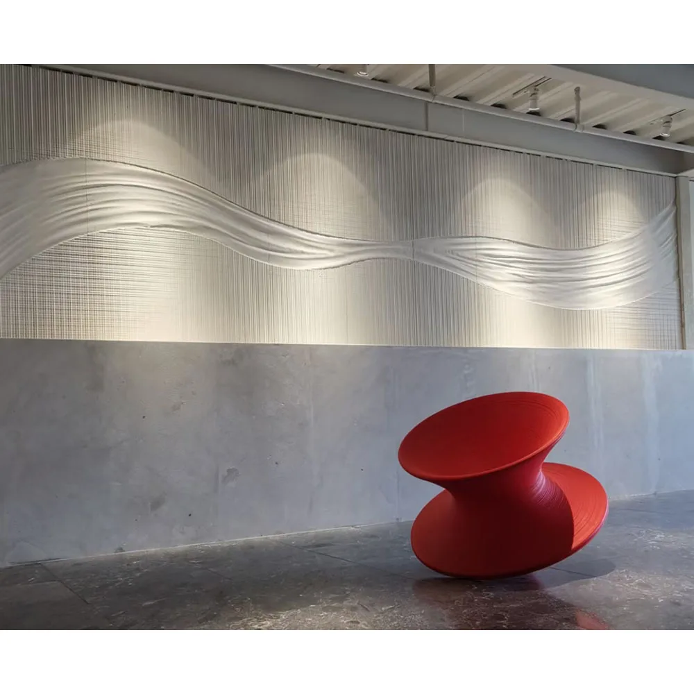 CNC cut wave stone wall Sculpture white wave limestone wall