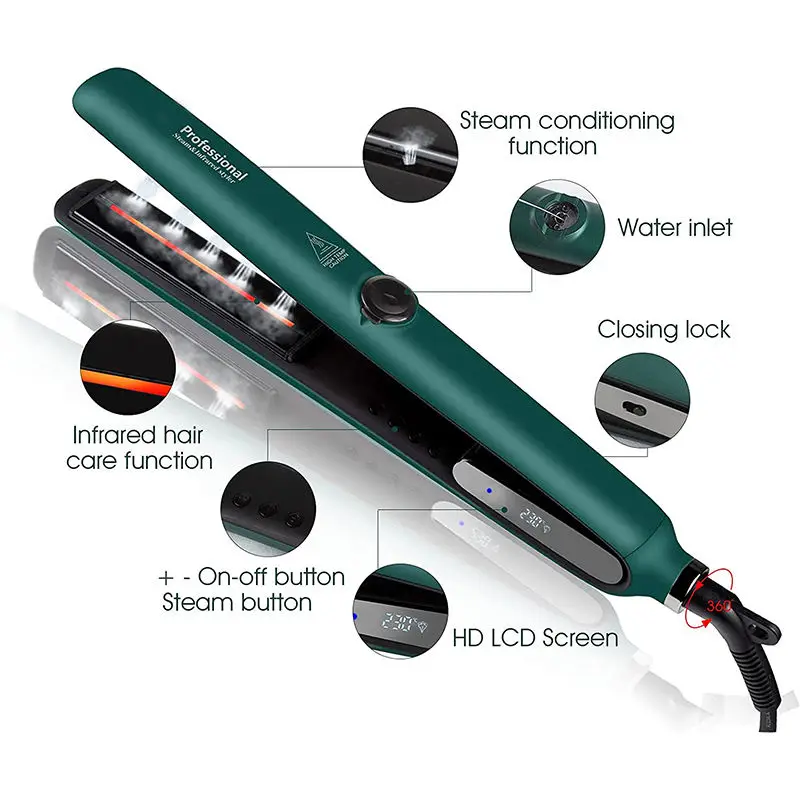 Professional Steam Hair Straightener Ceramic Steampod Flat Iron straightener