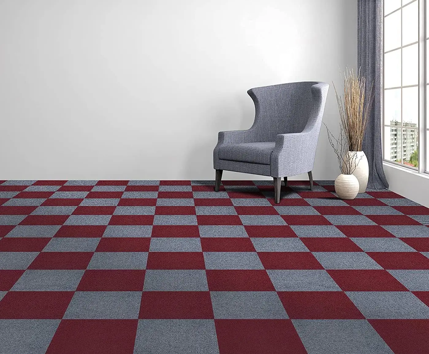 Office Carpet Tiles Commercial Carpet 12*12 Inch Square Carpet Floor Tile with Non-Slip Asphalt Backing Peel and Stick