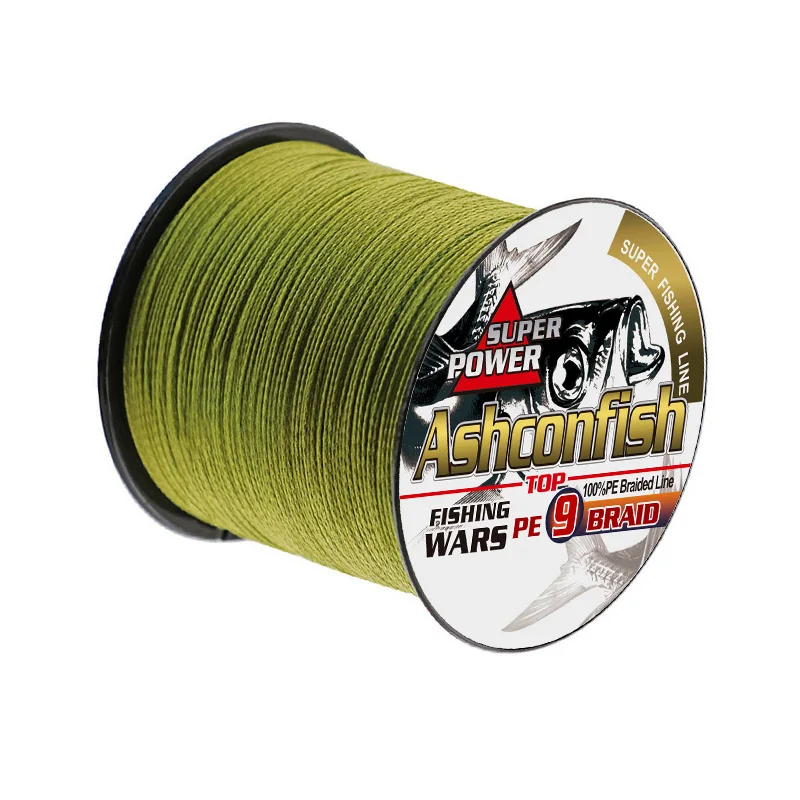 ashconfish 100% PE 15colours most round high density 9 strands braided fishing line 100 meter for carp saltwater fishing