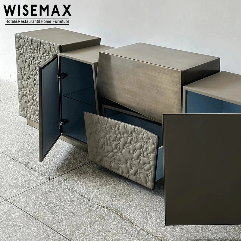 WISEMAX FURNITURE Decorative Home Furniture Light Luxury Irregular Block Combination Storage Side Cabinet For Living Room