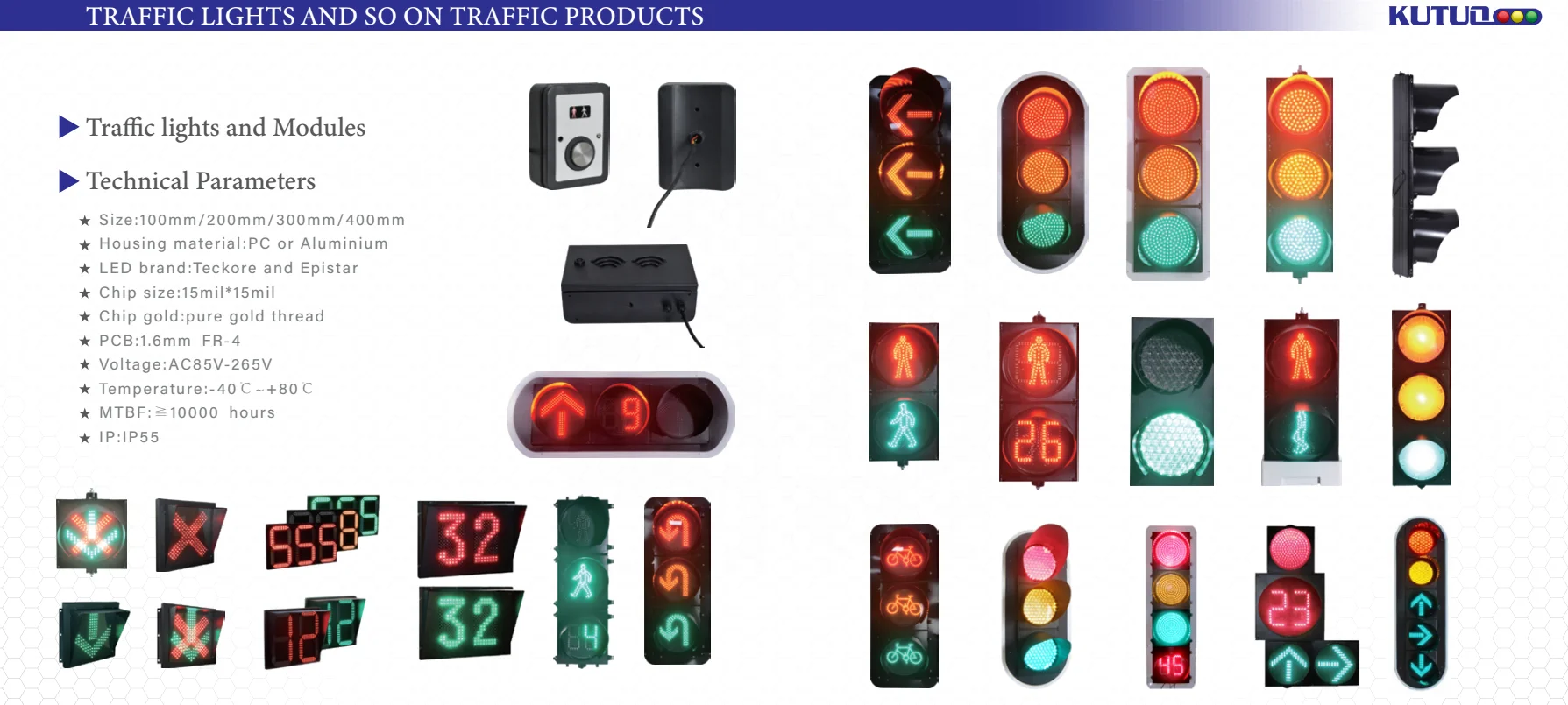 
200mm Red Yellow Green Full Ball Green Arrow 4 Unit Traffic Light signal head 