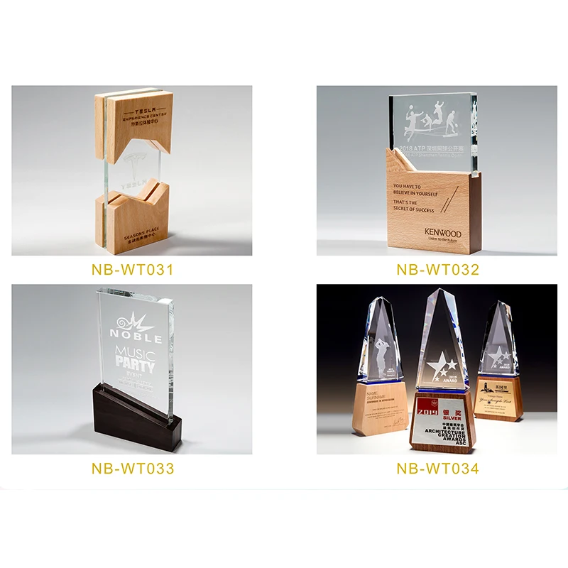 Custom Made Alibaba Annual Awarding Events Wooden Trophy Awards for the Great Top Customers