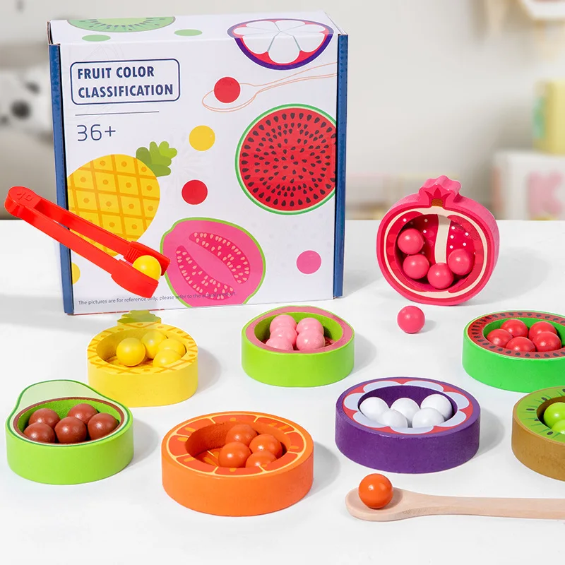 Manufacturers of hot color cognitive classification matching ball toys wooden fun eliminate the same game rainbow beadboard
