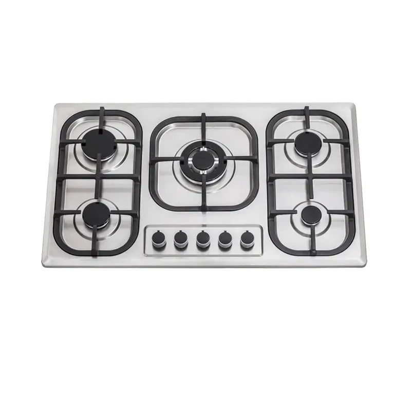 Good price gas cooker with 5 burner stainless steel gas stove kitchen appliance built-in gas burner