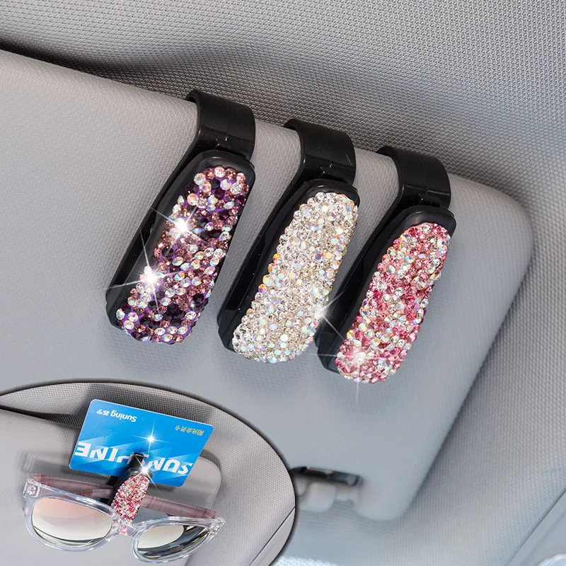 Eyeglasses Frames With Diamond Glasses Holders for Car Visor Sunglasses Rhinestone Holder Clip