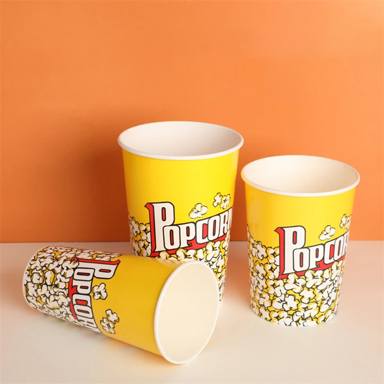 Custom Printed Movie Night Popcorn Paper Boxes Buckets Large Capacity 32-180 oz Popcorn Containers