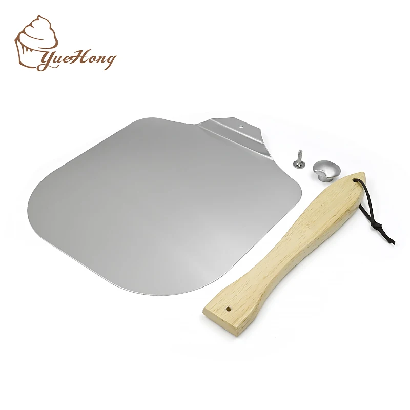 folding pizza peel aluminium metal pizza peel kit tool multifunctional cake Wooden pizza paddle peel shovel