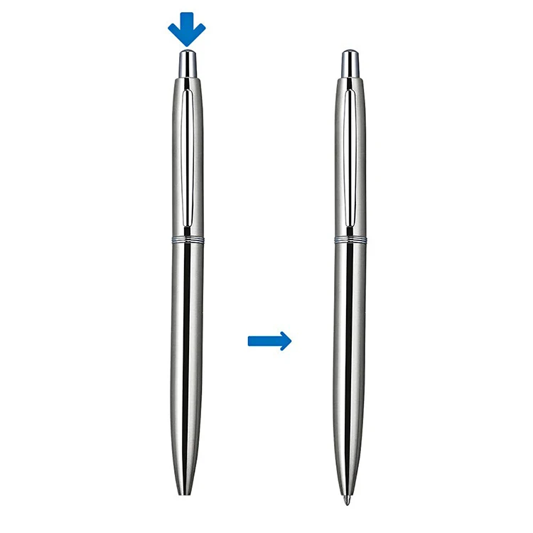 Manufacturers Wholesale Business Metal Press Ballpoint Pen Lettering Logo Stainless Steel Advertising Gift Pen Atomic Pen