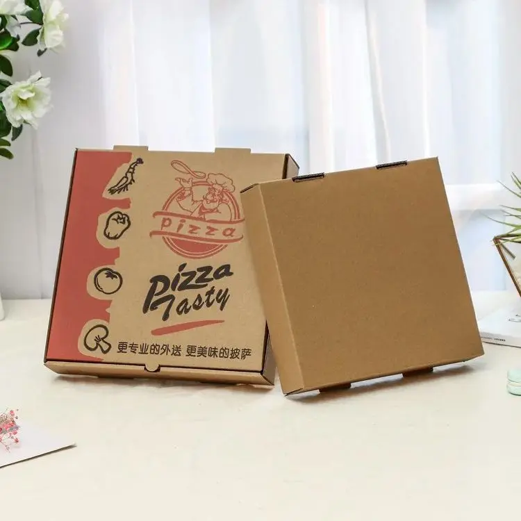 2024 Wholesale Custom Logo Printing Brown White Corrugated Pizza Packing Paper Carton Box