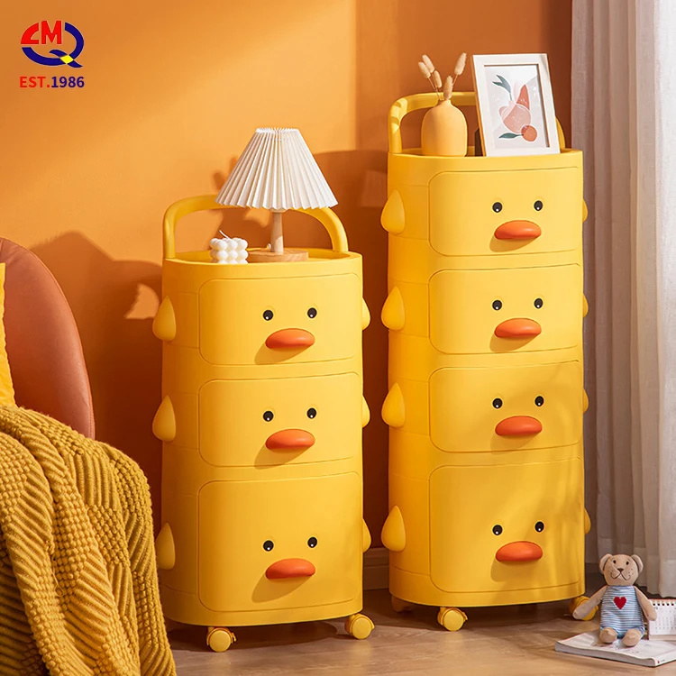Популярный Стиль детский мультяшный новый цветной Органайзер пластиковый портативный ящик для детей шкаф хранения игрушек с колесами
