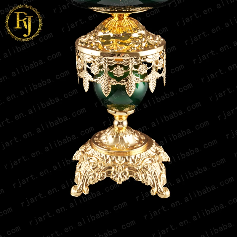 Uzbek Tajik European Gold Glass Pattern Muslim Skidki Idishlar Dessert Fruit Snack Plate Chinni Posuda Footed Serving Bowl