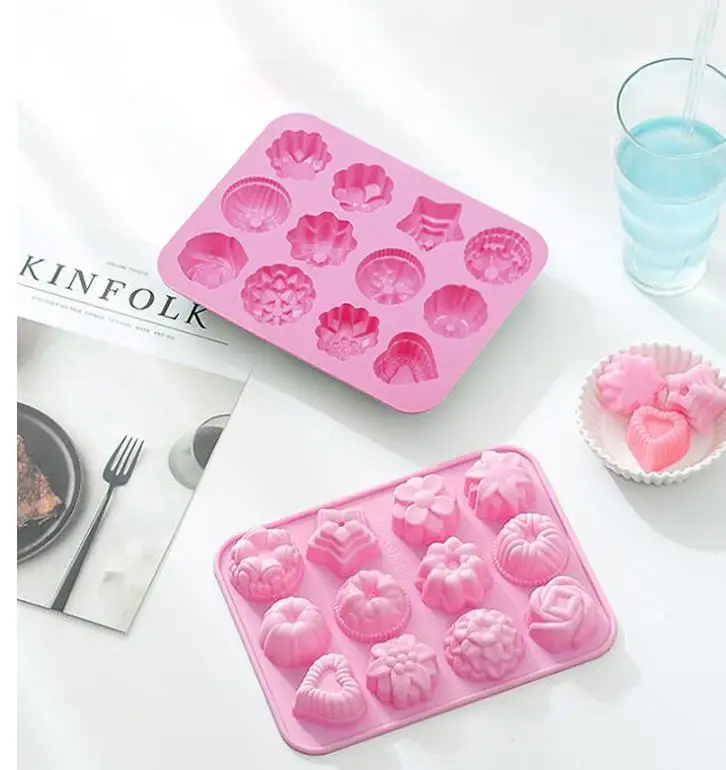 12 Cavity flower shape styles silicone candy cake mold silicone mini muffin pan