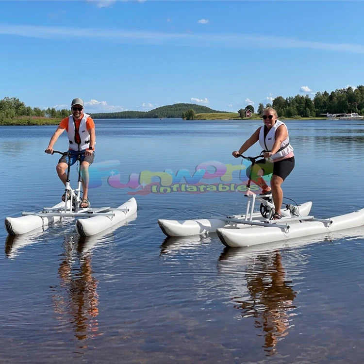 Inflatable pontoon water bikes pedal sea cycle banana boat tubes floating waterbike play sport equipment water bike bicycle