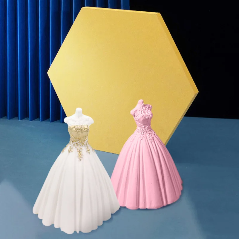 W016 Silicone Handmade Wedding dress  Decoration Candle Mold