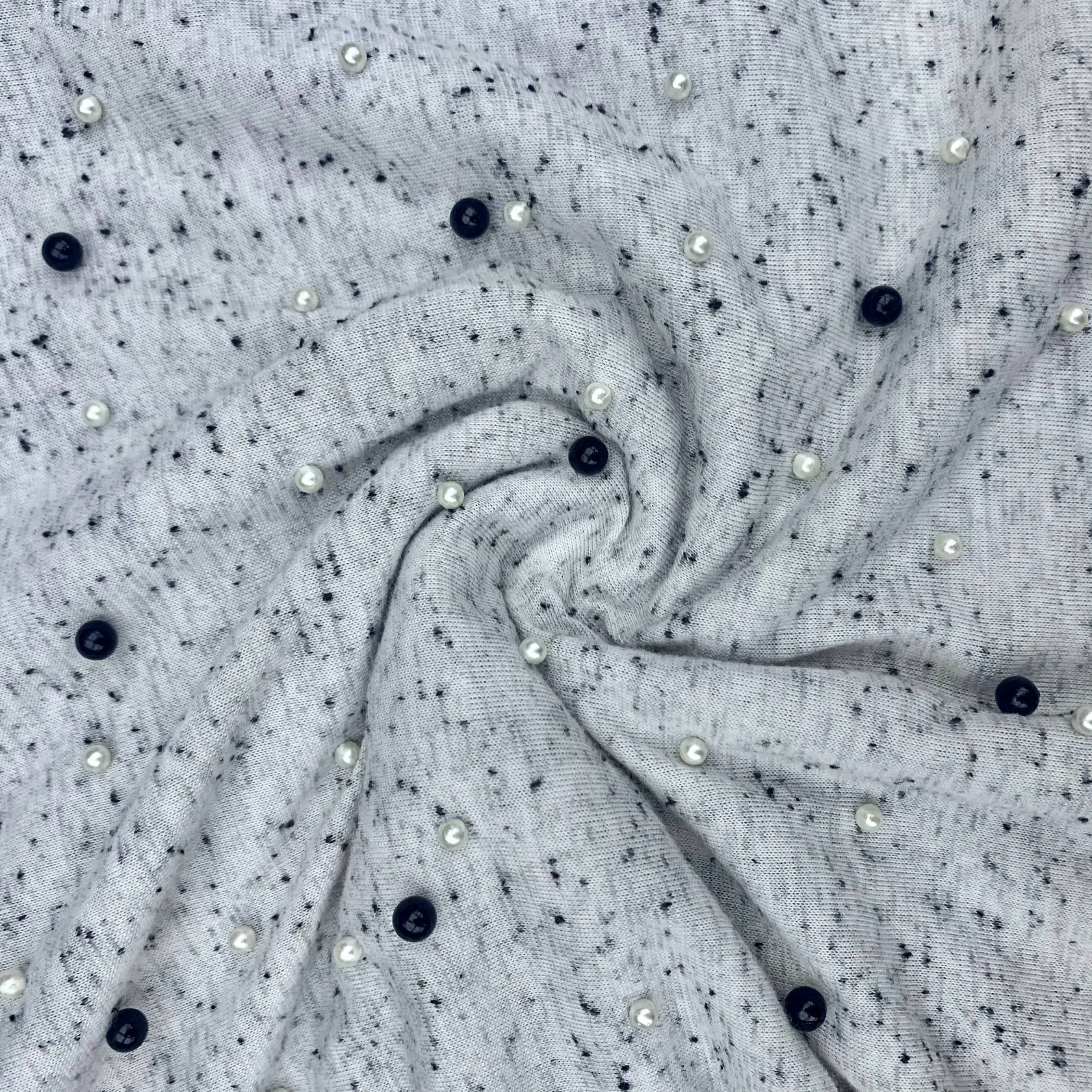 New fashion lurex fabric jersey knitted fabric with pearl embroidery